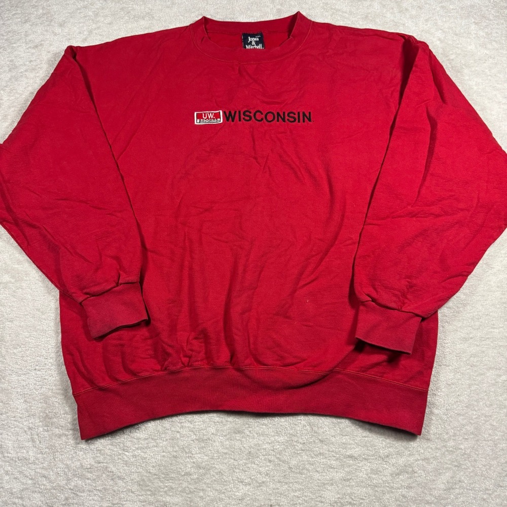 Jones & Mitchell Wisconsin Badgers Sweatshirt Mens XXL Red Vintage‎ Made in USA
